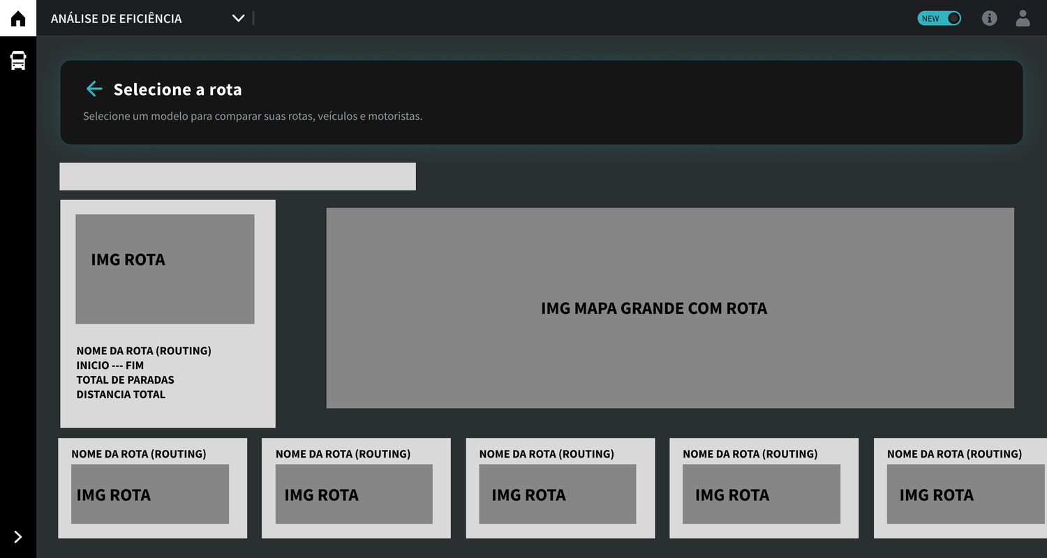Wireframe — seleção da rota com mapa em destaque